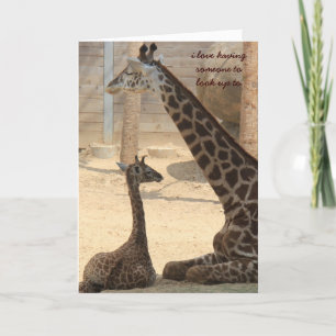 Mothers Day Card, Giraffe parent & child Thank You Card