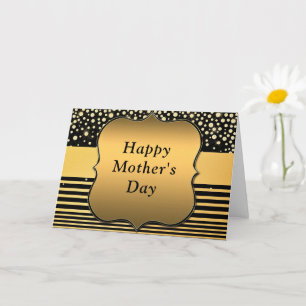 Mother's Day Card Gold and Black Glitter Luxury