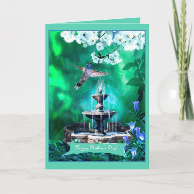 Mother's Day Card Hummingbird in Sacred Garden (Front)