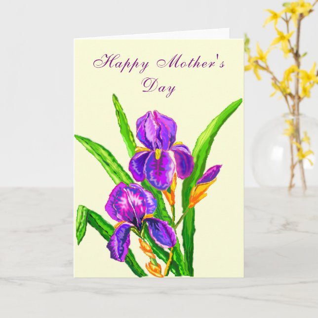 Mother's Day Card Iris Flowers (Yellow Flower)