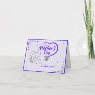 Mother's Day Card Mother & Son Outline Heart Card