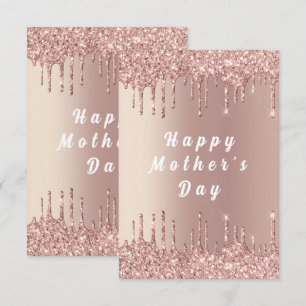 Mother's Day Card Rose Gold Blush Drips