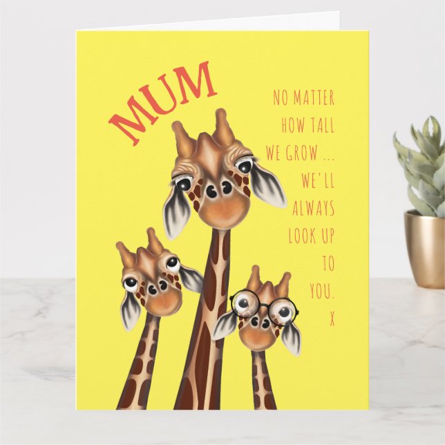 Mother's Day Card - Sweet Giraffe family (Small Plant)