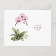 Mother's Day Card Watercolor Orchid Floral Elegant