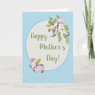 Mother's Day Card with Apple Blossom on Sky Blue