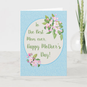 Mother's Day Card with Apple Blossom on Sky Blue