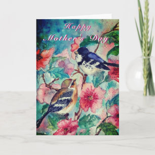 Mother's Day Card with Beautiful  Cute Birds