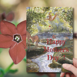 Mother's Day Card with Deer and Forest Friends