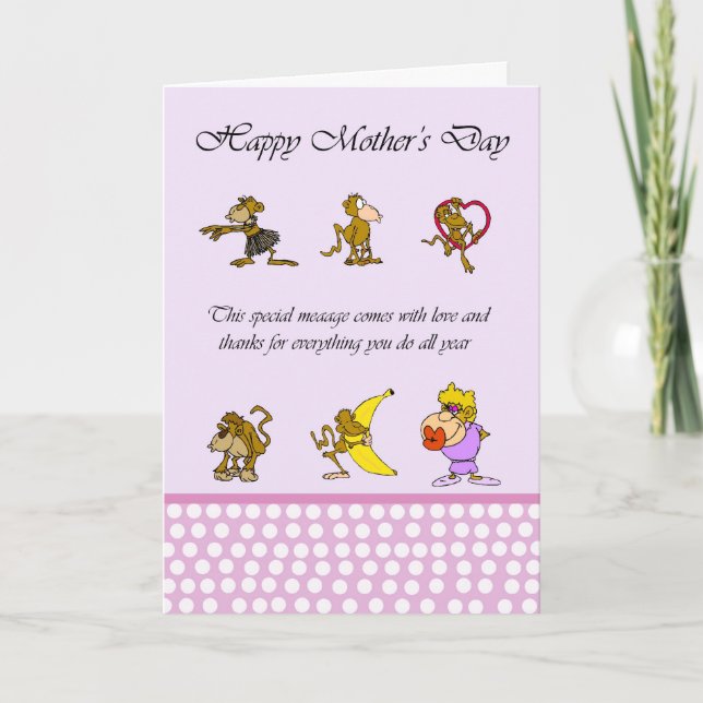 Mother's Day card with monkey (Front)