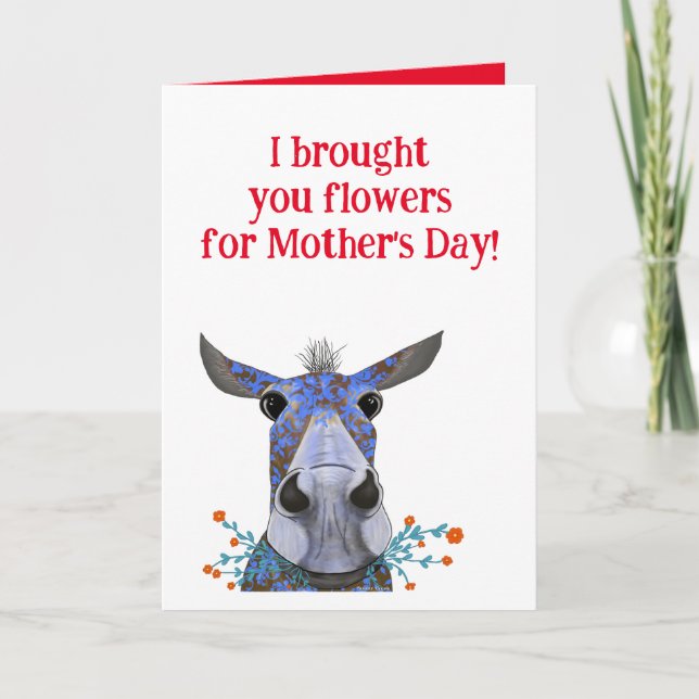 Mother's Day Card with Mule & Flowers (Front)