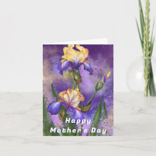 Mother's Day Card with Purple Iris Flowers