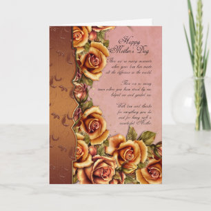 Mother's Day Card With Roses And Loving Words