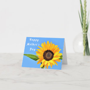 Mother's Day Card Yellow Sunflower on Blue Sky 