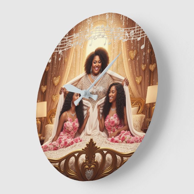 Mother's Day Caress B Large Clock (Angle)