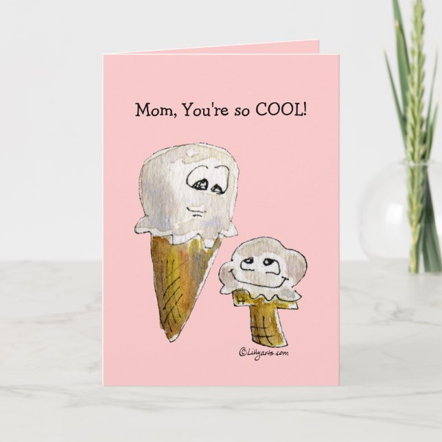 Mother's Day Cartoon Ice Cream Cones Greeting Card (Front)