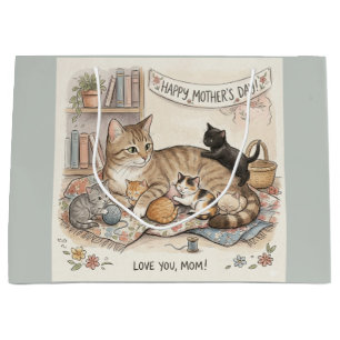 Mother's Day Cat and Kittens Large Gift Bag