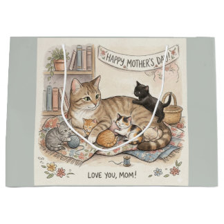 Mother's Day Cat and Kittens  Large Gift Bag