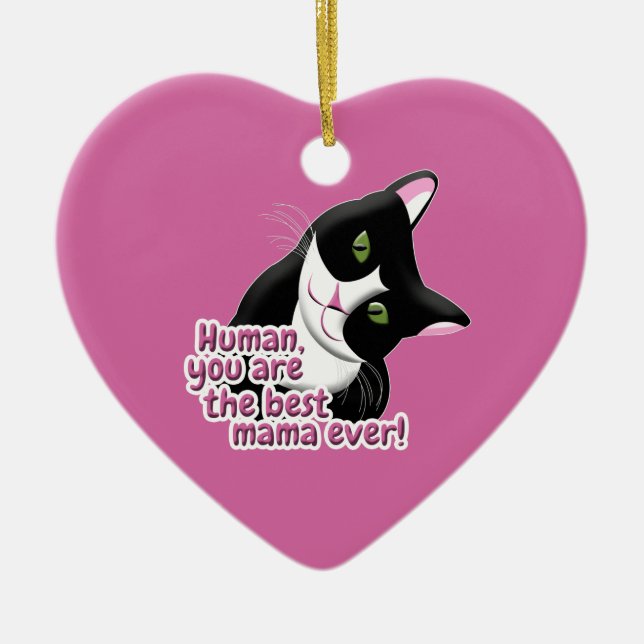 Mother's Day Cat Ceramic Tree Decoration (Front)