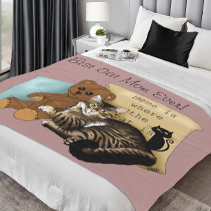 Mother's Day Cat Fleece Blanket