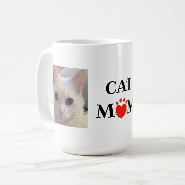 Mother's Day Cat Mum Quote Personalised Photo Coffee Mug (Front Left)
