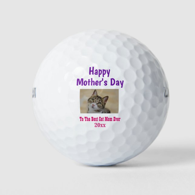 Mother's Day Cat Mum World's Best Ever Pet Photo Golf Balls (Front)