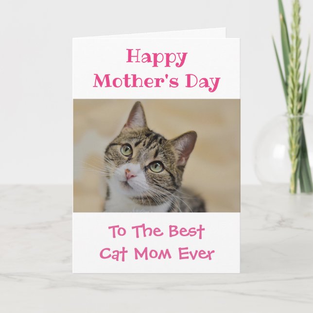 Mother's Day Cat Mum World's Best Ever Pet Photo Holiday Card (Front)