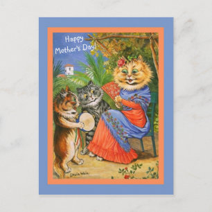 Mother's Day Cats & Kittens Serenade Vintage copy Postcard