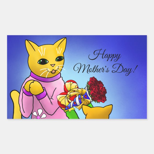 Mother's Day Cats Rectangular Sticker (Front)