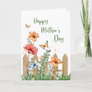 Mother's Day Cheerful Flowers and Butterflies Card