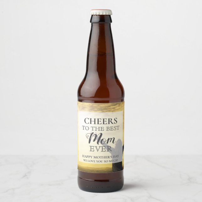 Mother's Day Cheers Photo Beer Bottle Label (Front)