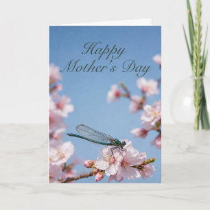 Mothers Day Cherry Blossom Dragonfly Card