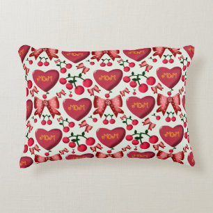 Mother's day cherry bow pattern gift  decorative cushion