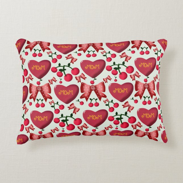 Mother's day cherry bow pattern gift  decorative cushion (Front)