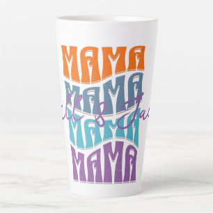 Mother's Day Colourful Typography Mama Kids Name Latte Mug