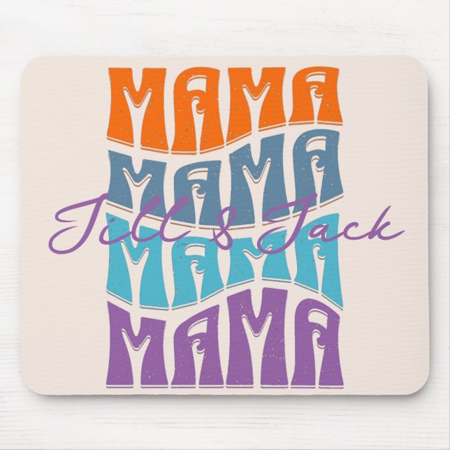 Mother's Day Colourful Typography Mama Kids Name Mouse Mat (Front)