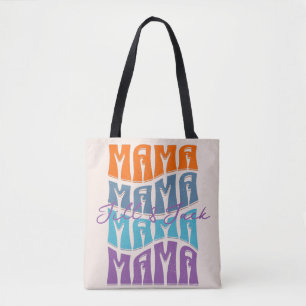 Mother's Day Colourful Typography Mama Kids Name Tote Bag