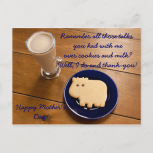 Mother's Day Cookies And Milk Postcard