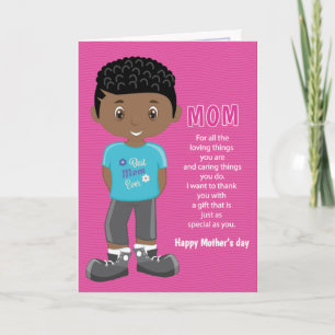 Mother's Day Coupon Black Boy Card