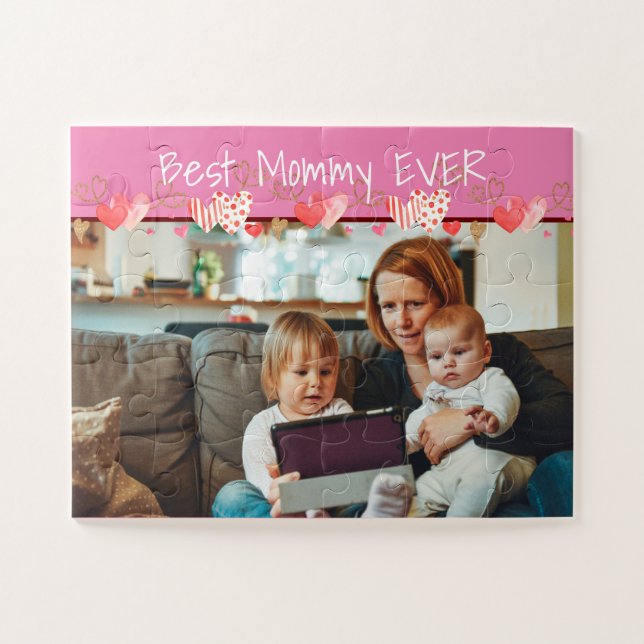 Mothers Day Cstom Photo Best Mummy Ever Cute Jigsaw Puzzle (Horizontal)