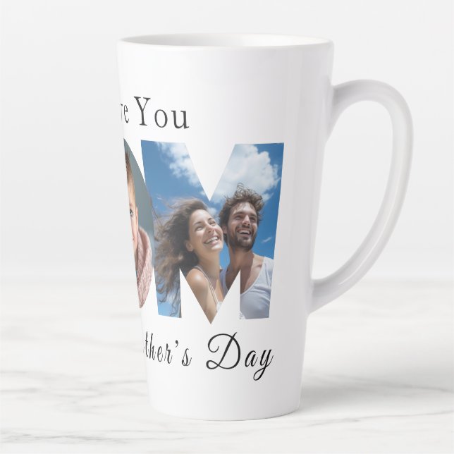 Mothers Day Custom 3 Photo Collage Latte Mug (Right)
