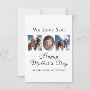 Mothers Day Custom 3 Photo Collage Thank You Card