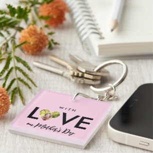 Mothers Day Custom Photo Pink Heart Frame Key Ring