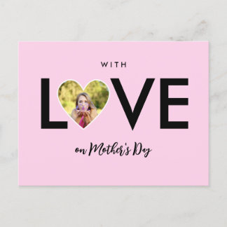 Mothers Day Custom Photo Pink Heart Frame Postcard