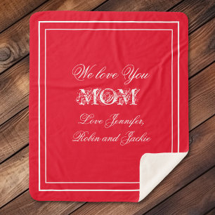 Mother's Day Customised Names Gorgeous Chic Red Sherpa Blanket