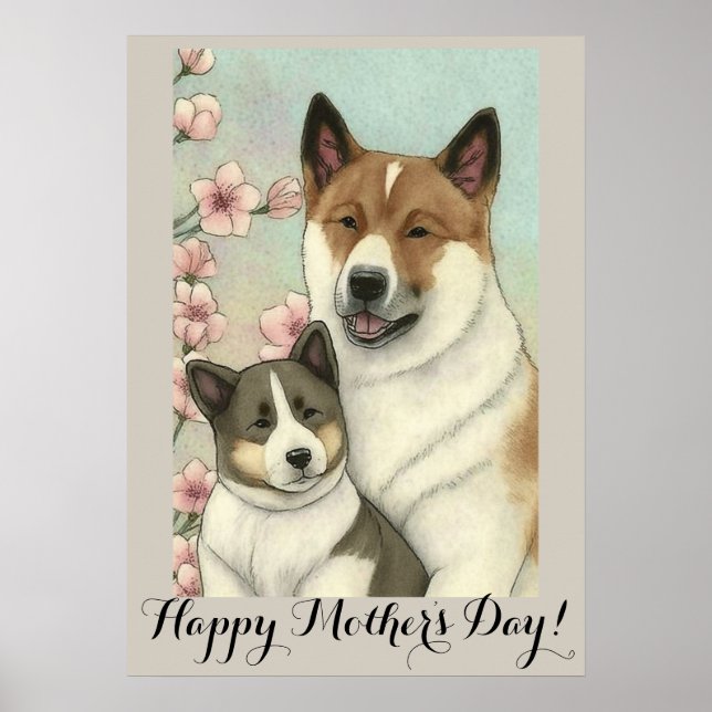 Mothers day Cute Akita inu Dog Mum  Poster (Front)