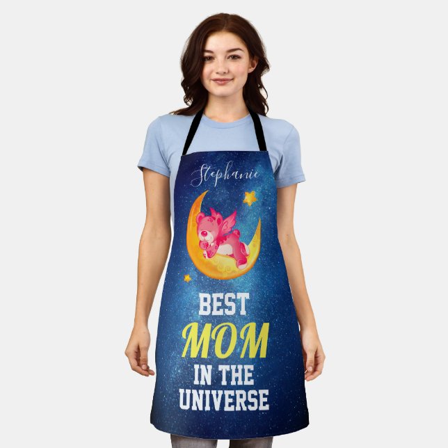 Mother's Day Cute Bear On The Moon  Apron (Worn)