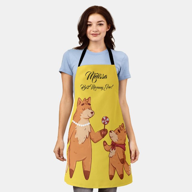 Mother's Day Cute Foxes.  Apron (Worn)