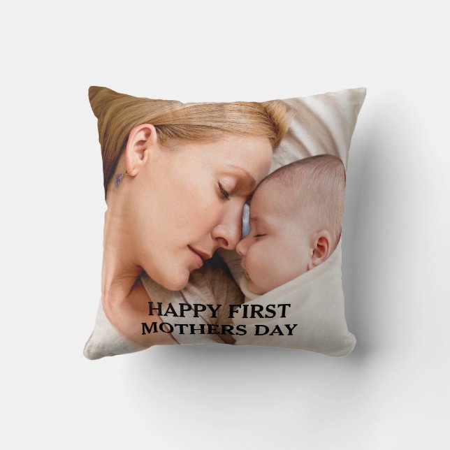 mothers day  cute heart photo Throw Pillow (Back)