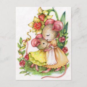 Mother's Day Cute Hug Mouse Mice Postcard