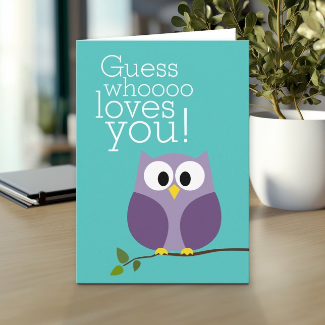 Mothers Day - Cute Owl Guess Who Loves You Card (Personalized Mother's Day Greeting Card)